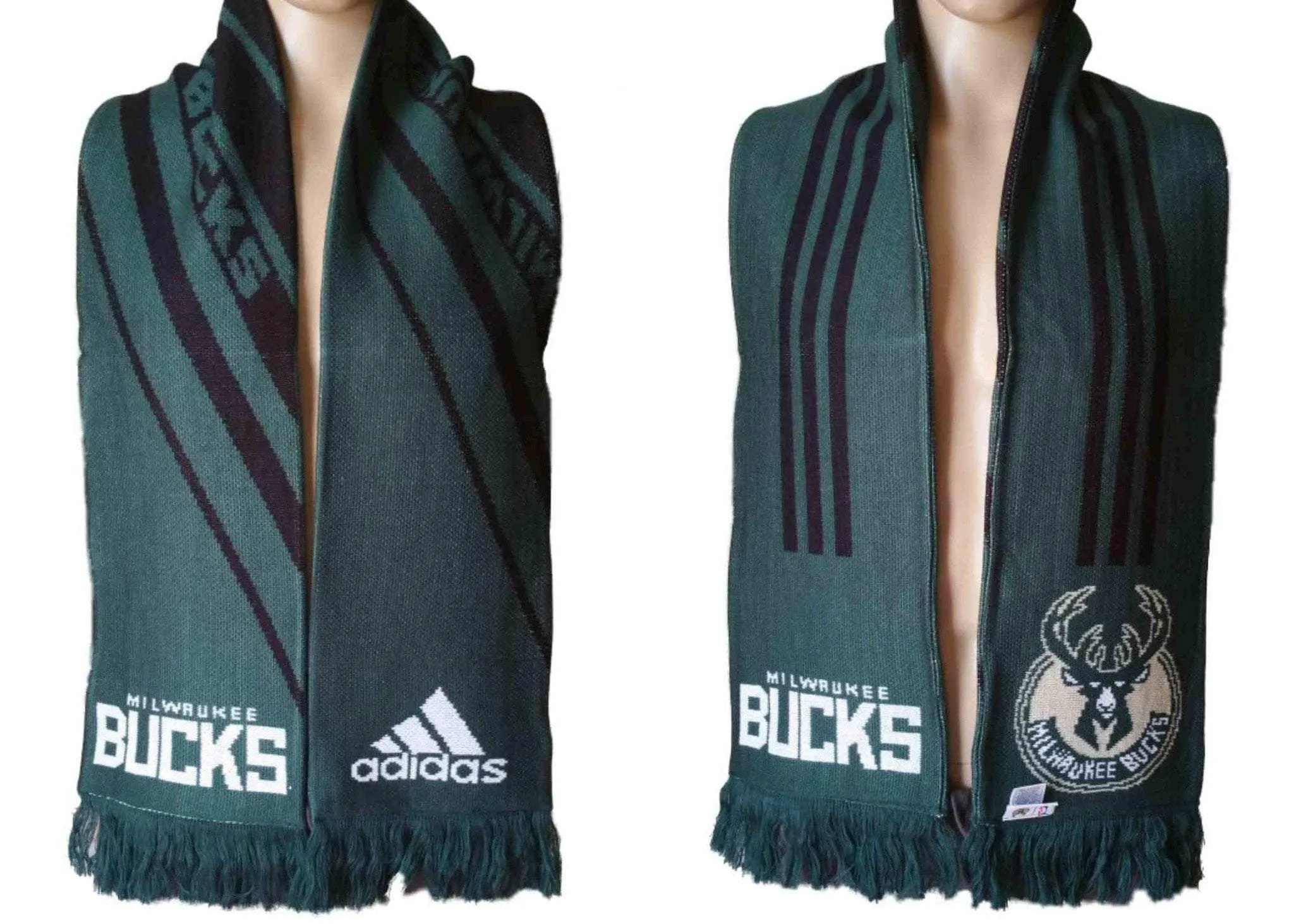 Milwaukee Bucks Adidas Reversible Acrylic Knit Winter Scarf (58" x 7")