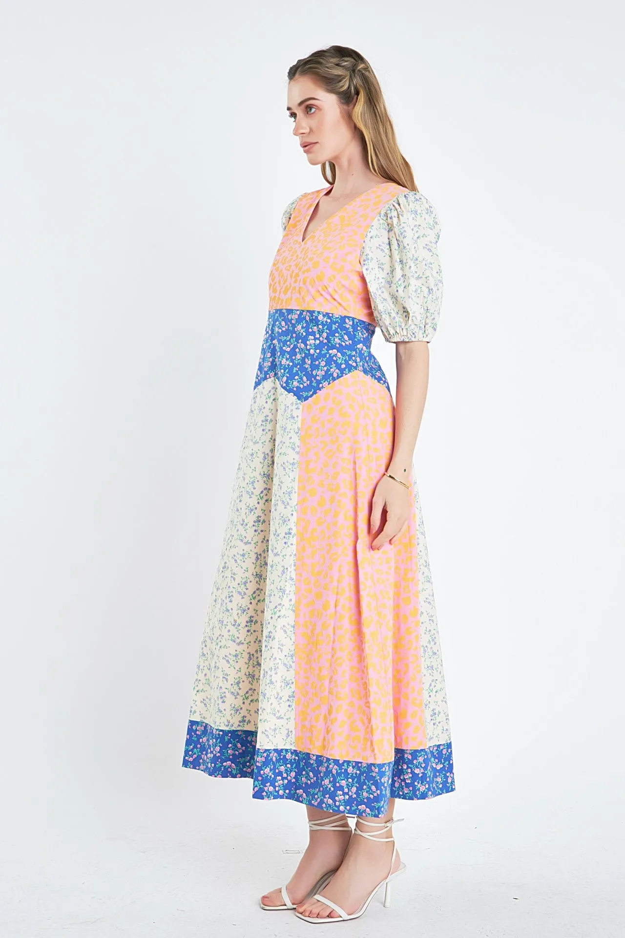 Mixed Print Maxi Dress