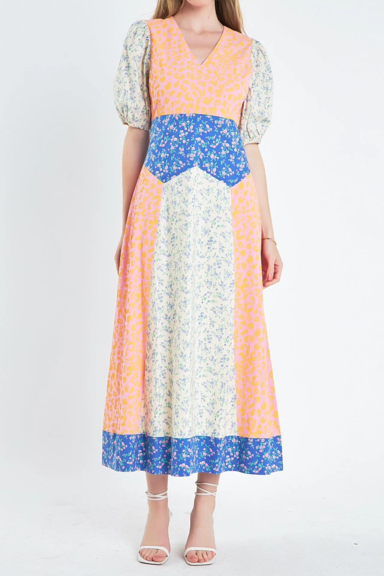 Mixed Print Maxi Dress