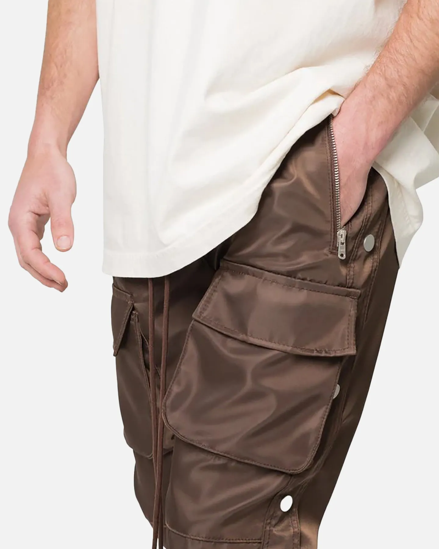 MNML Snap Front Cargo Pants Brown