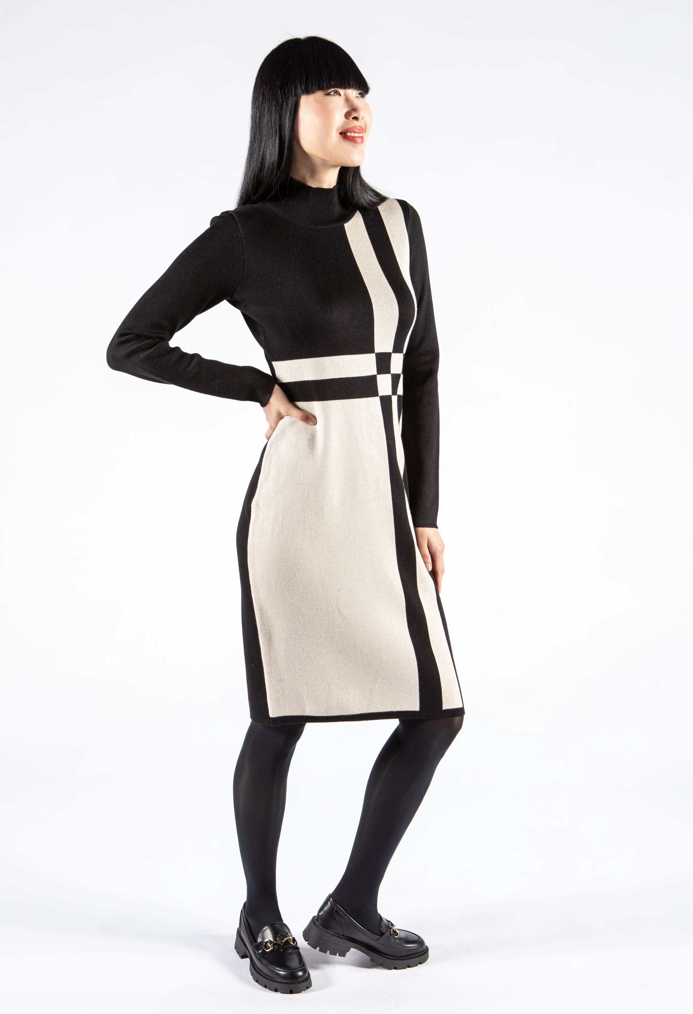 Monochrome Knit Dress