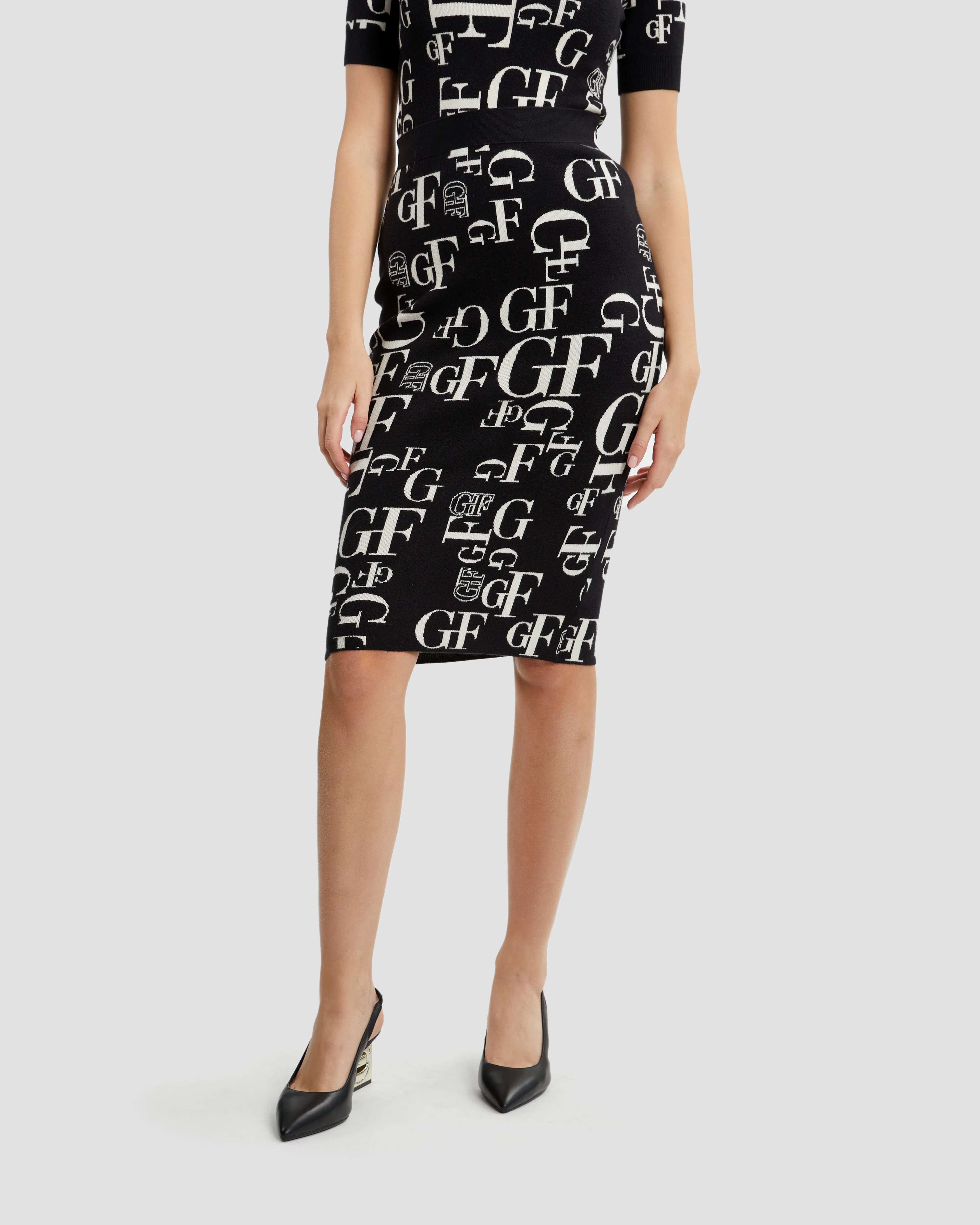 Monochrome Monogram Pencil Skirt