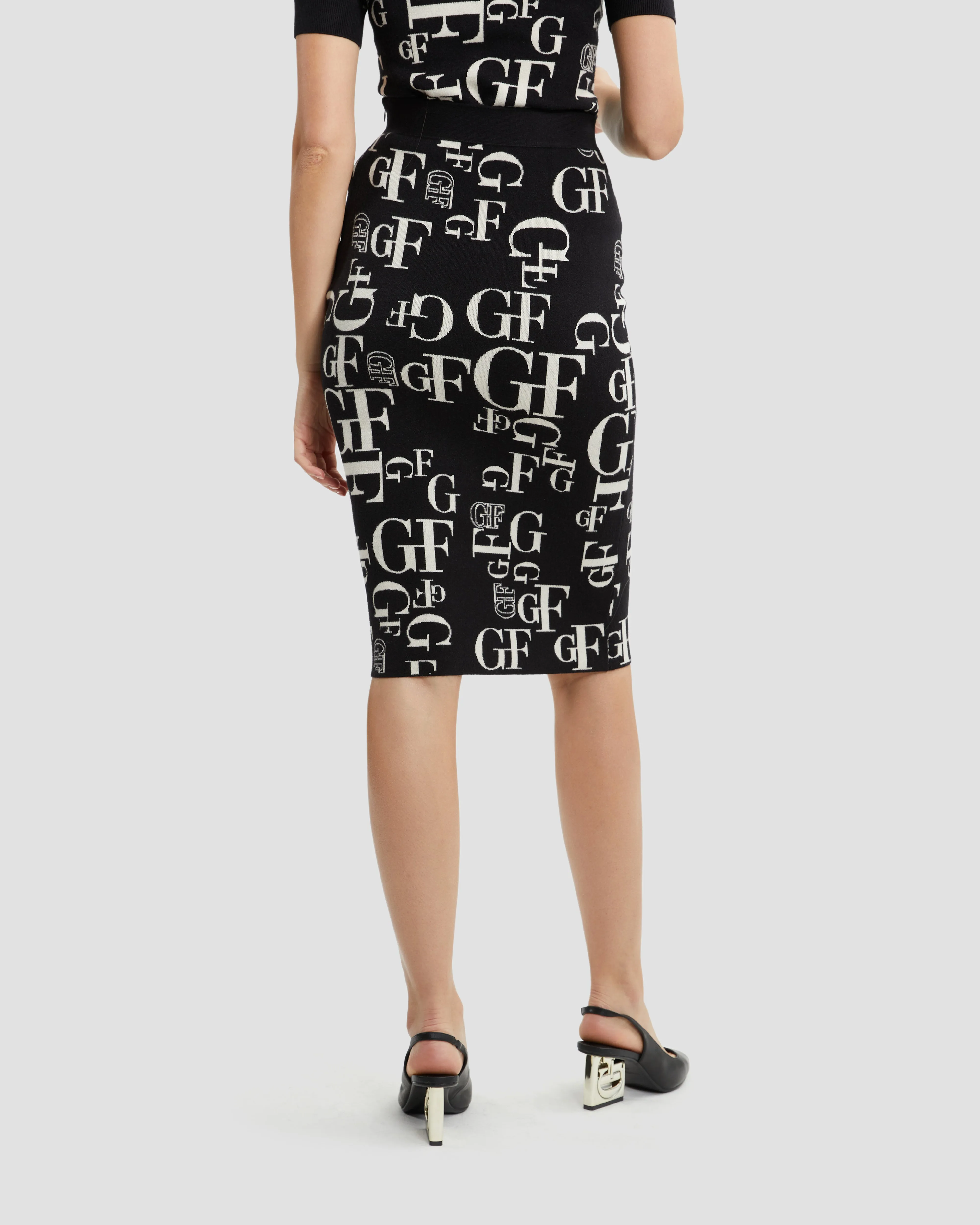 Monochrome Monogram Pencil Skirt