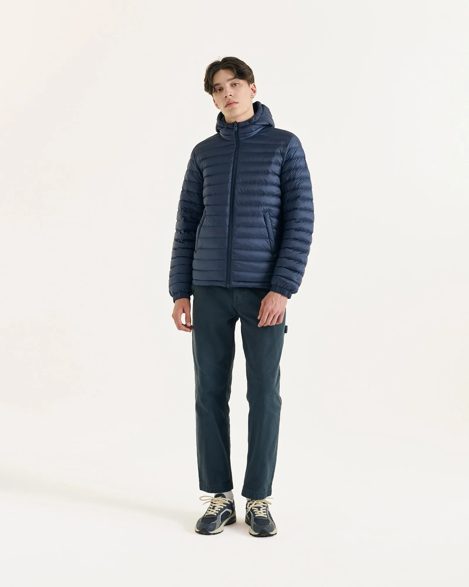 Navy Bergen 2.0 reversible hooded down jacket