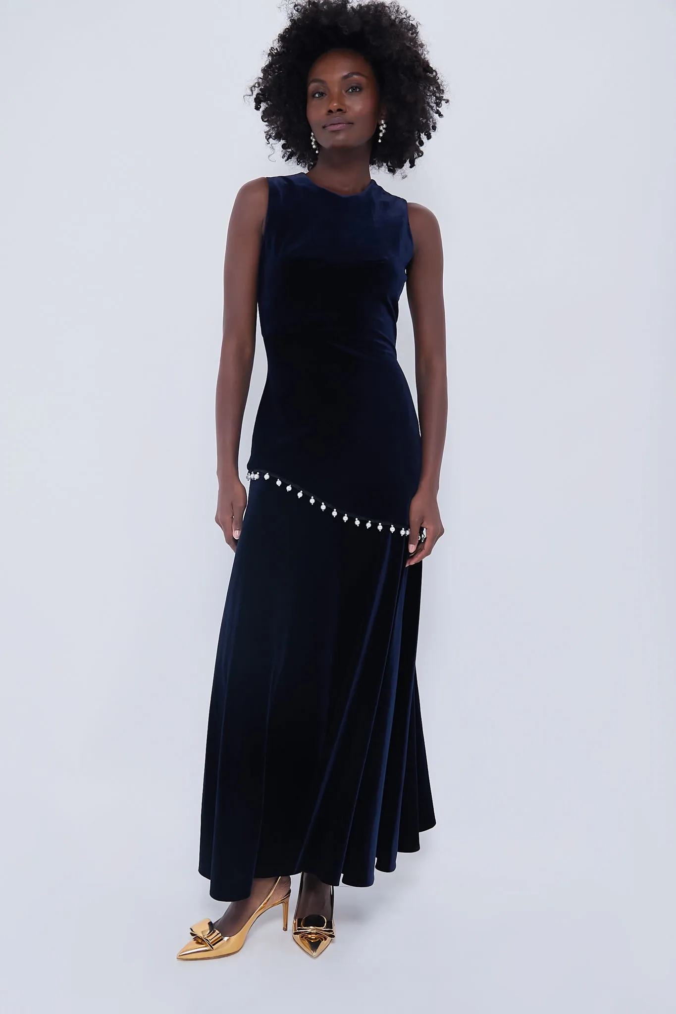 Navy Sole Velvet Dress