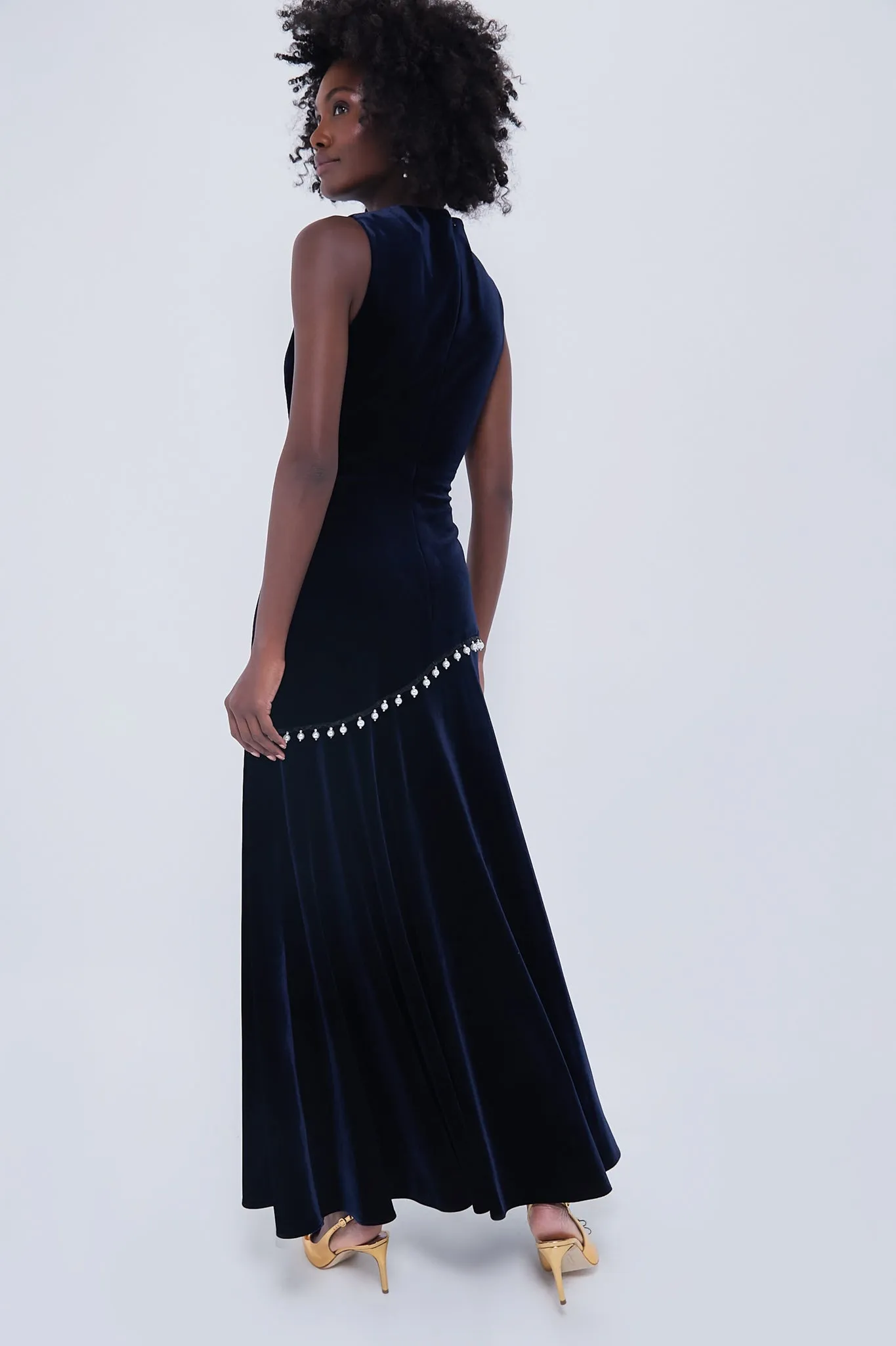 Navy Sole Velvet Dress