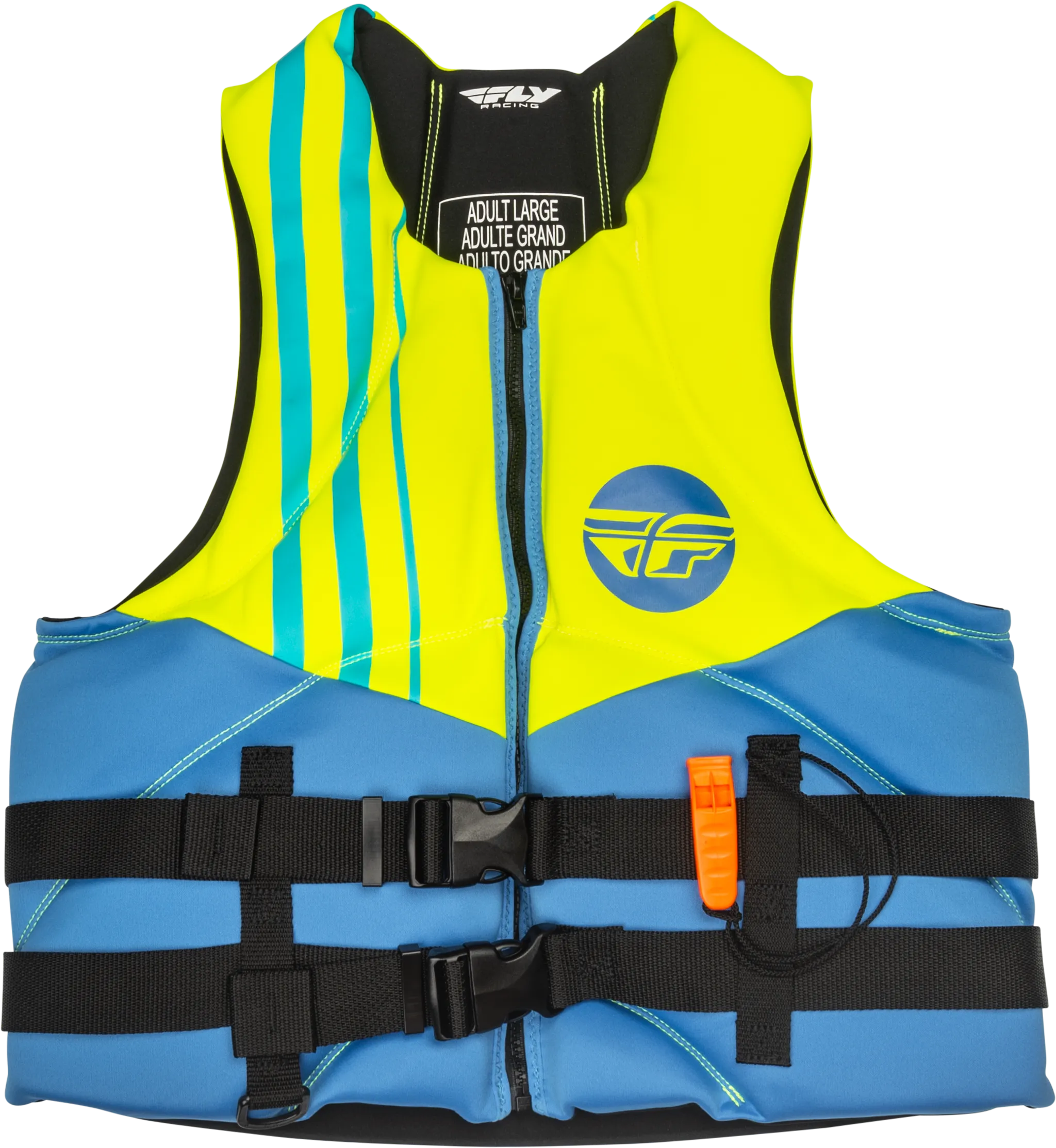 NEOPRENE FLOTATION VEST BLUE/HI-VIS/TEAL SM