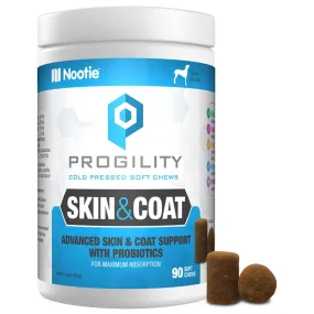 Nootie Progility Skin & Coat With Probiotics Soft Chew Dog Supplements 90ct