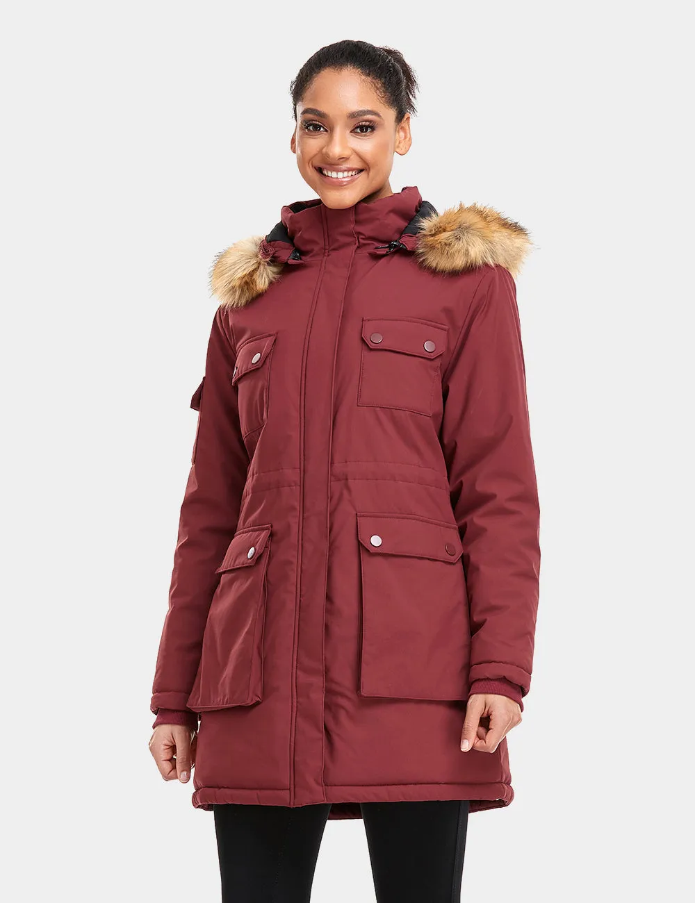 (Open-box) Women's Heated Thermolite® Parka (4 Heating Zones) - Red/Olive