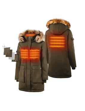 (Open-box) Women's Heated Thermolite® Parka (4 Heating Zones) - Red/Olive