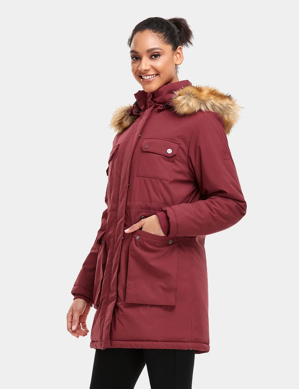 (Open-box) Women's Heated Thermolite® Parka (4 Heating Zones) - Red/Olive