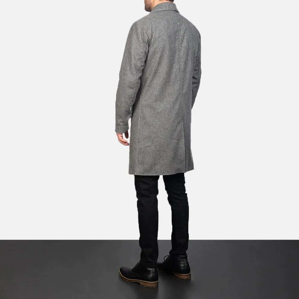 Petrillo Grey Wool Single Breasted Coat