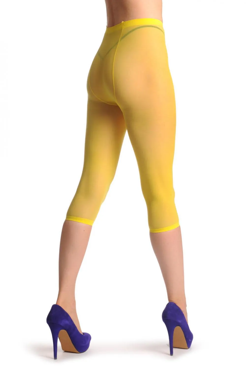 Plain Yellow Three Quarter Tights (Capri)