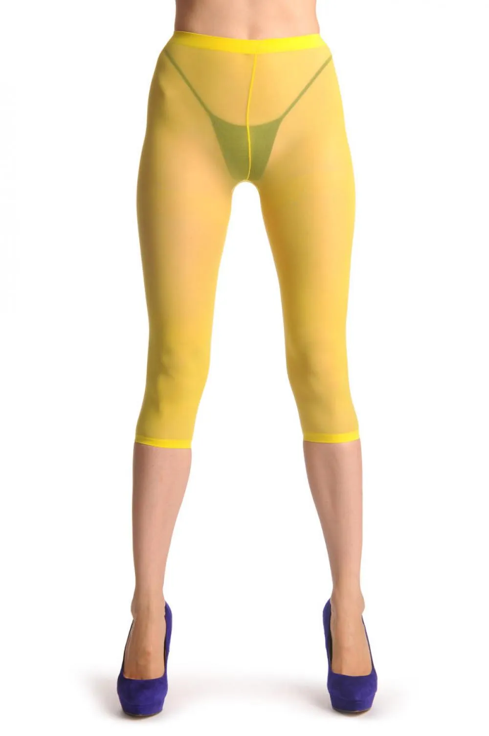 Plain Yellow Three Quarter Tights (Capri)