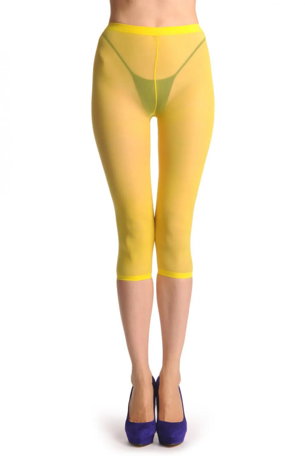 Plain Yellow Three Quarter Tights (Capri)