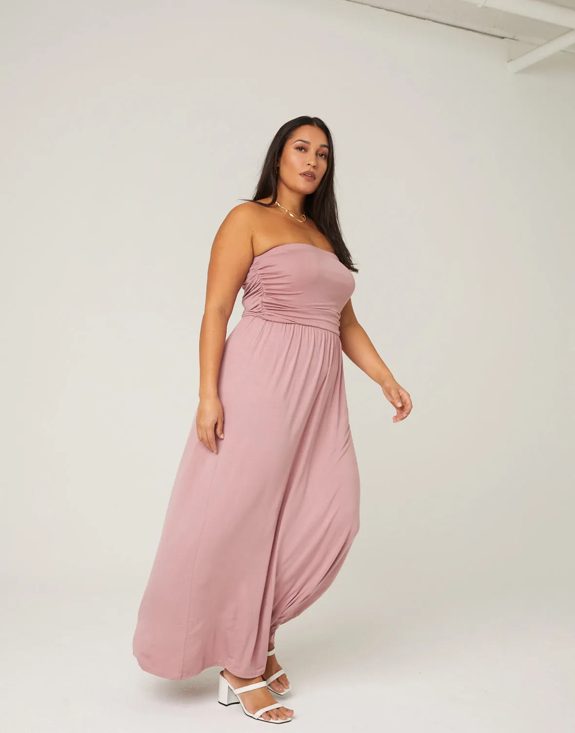 Plus Size Strapless Maxi Dress