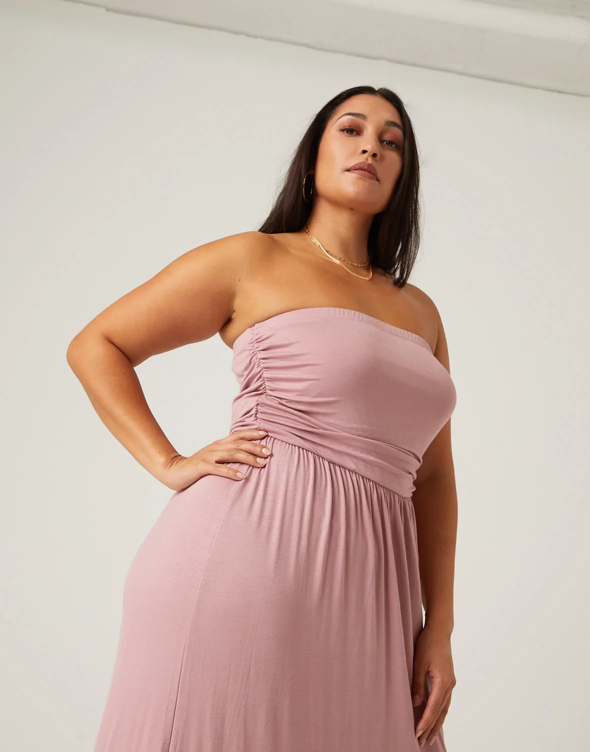 Plus Size Strapless Maxi Dress