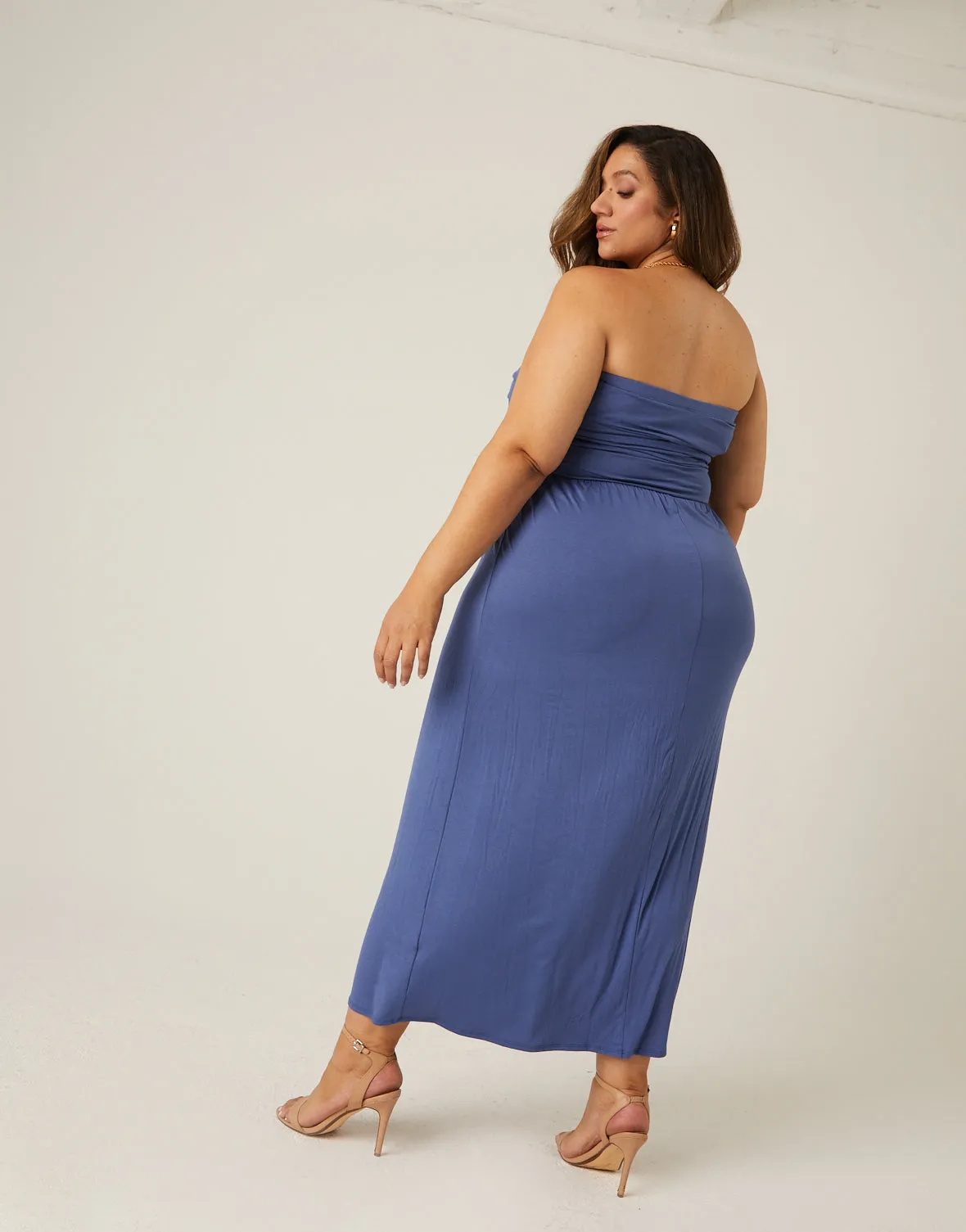 Plus Size Strapless Maxi Dress