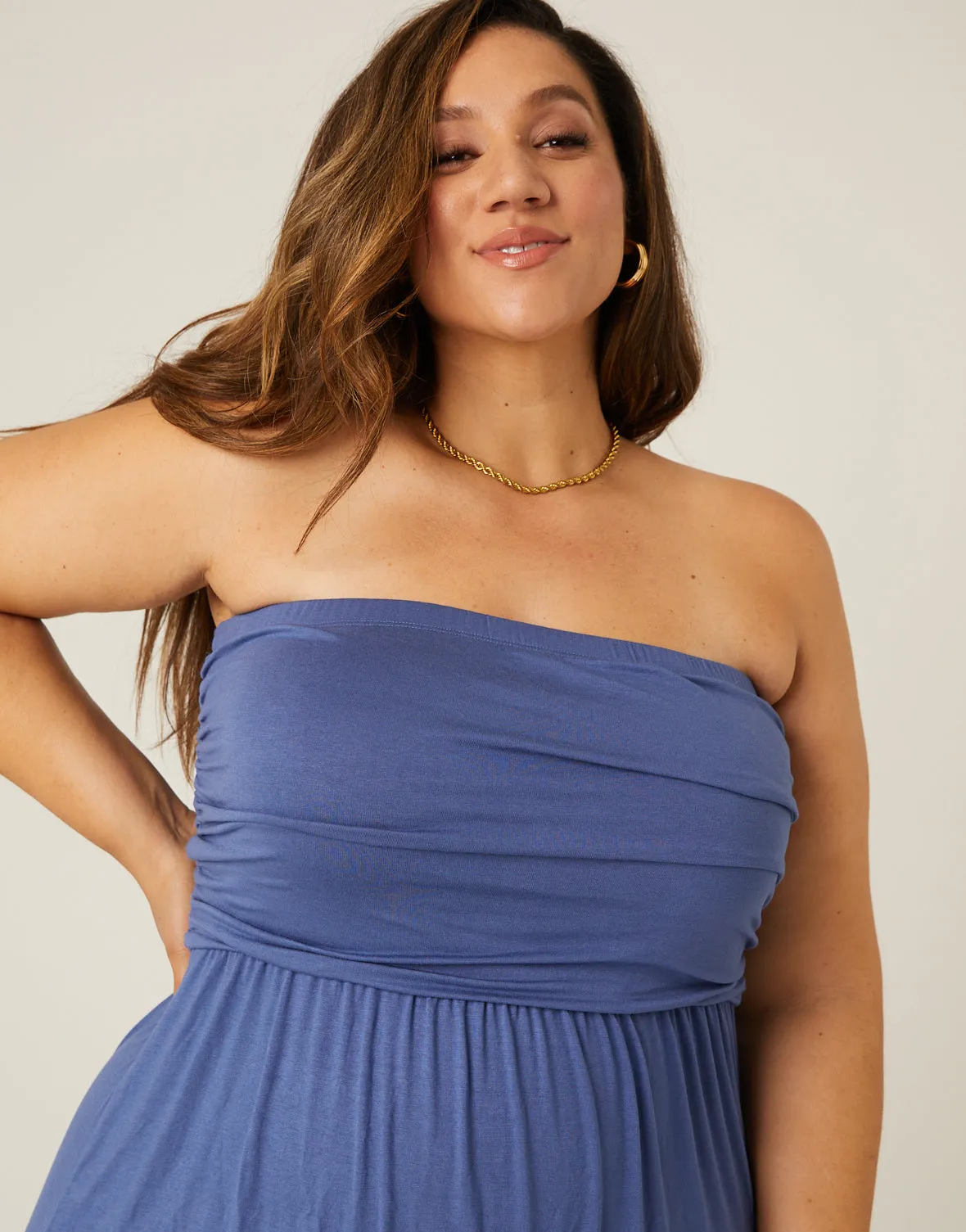 Plus Size Strapless Maxi Dress