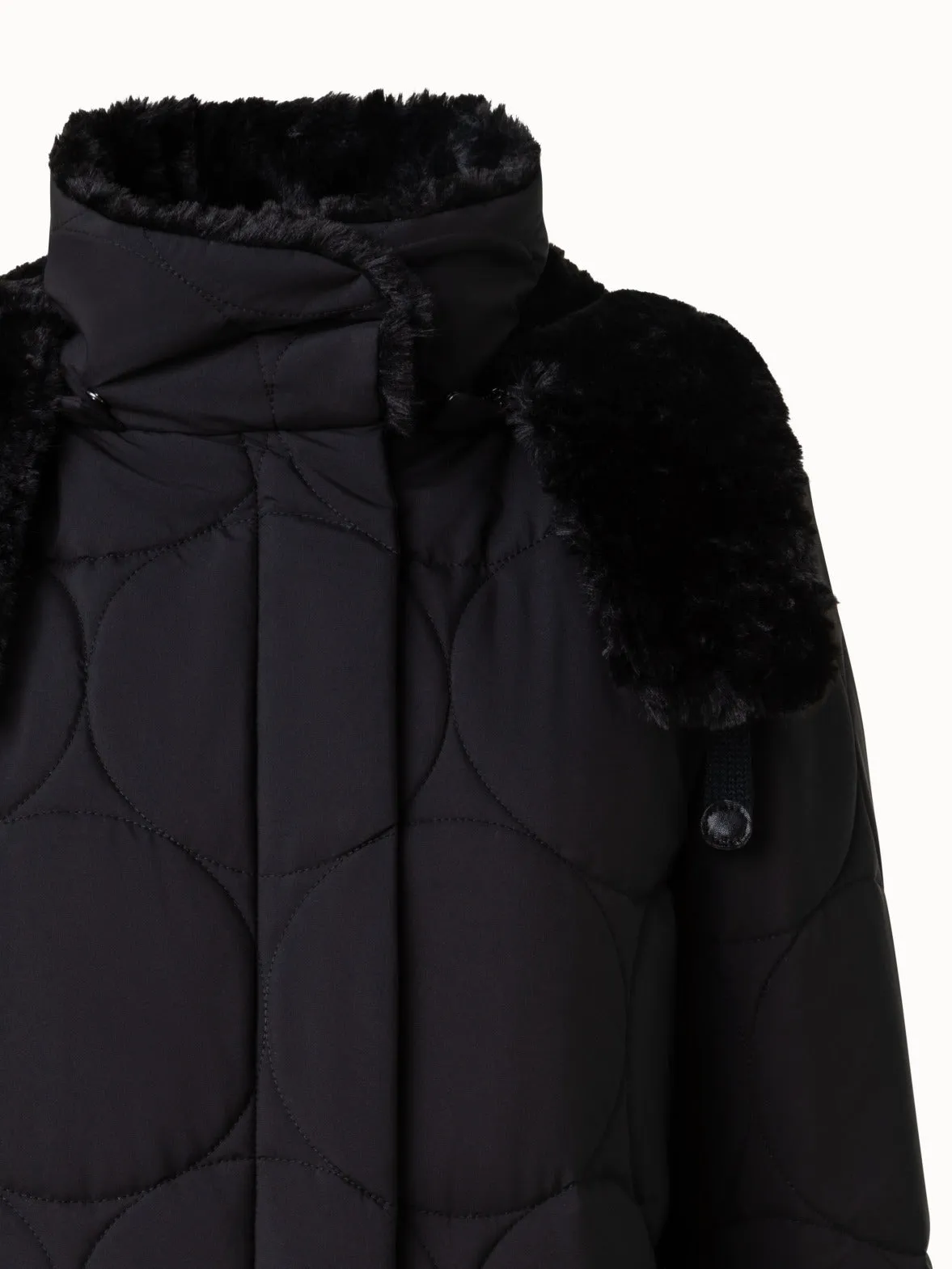 Quilted XL Dot Parka with Detachable Hood