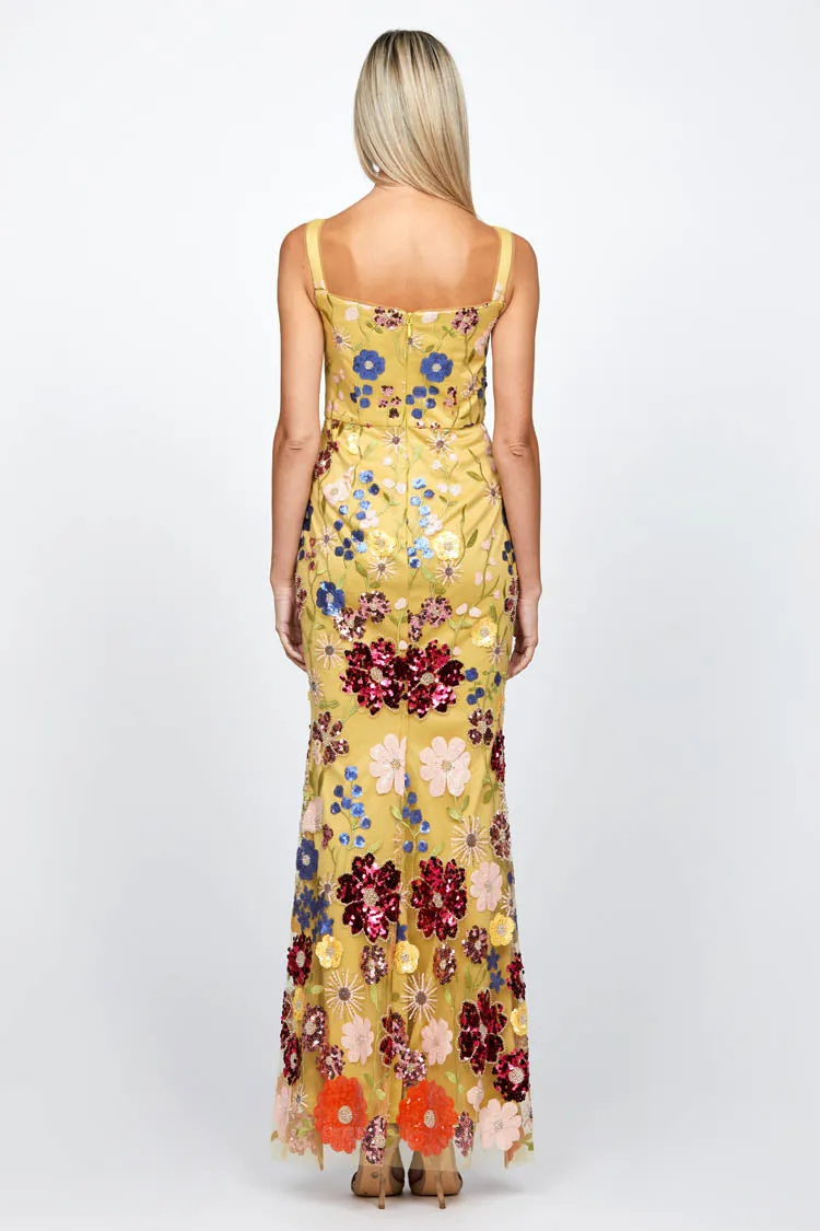 Raenne Fishtail Gown in Yellow