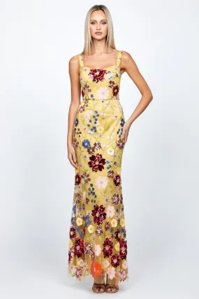 Raenne Fishtail Gown in Yellow