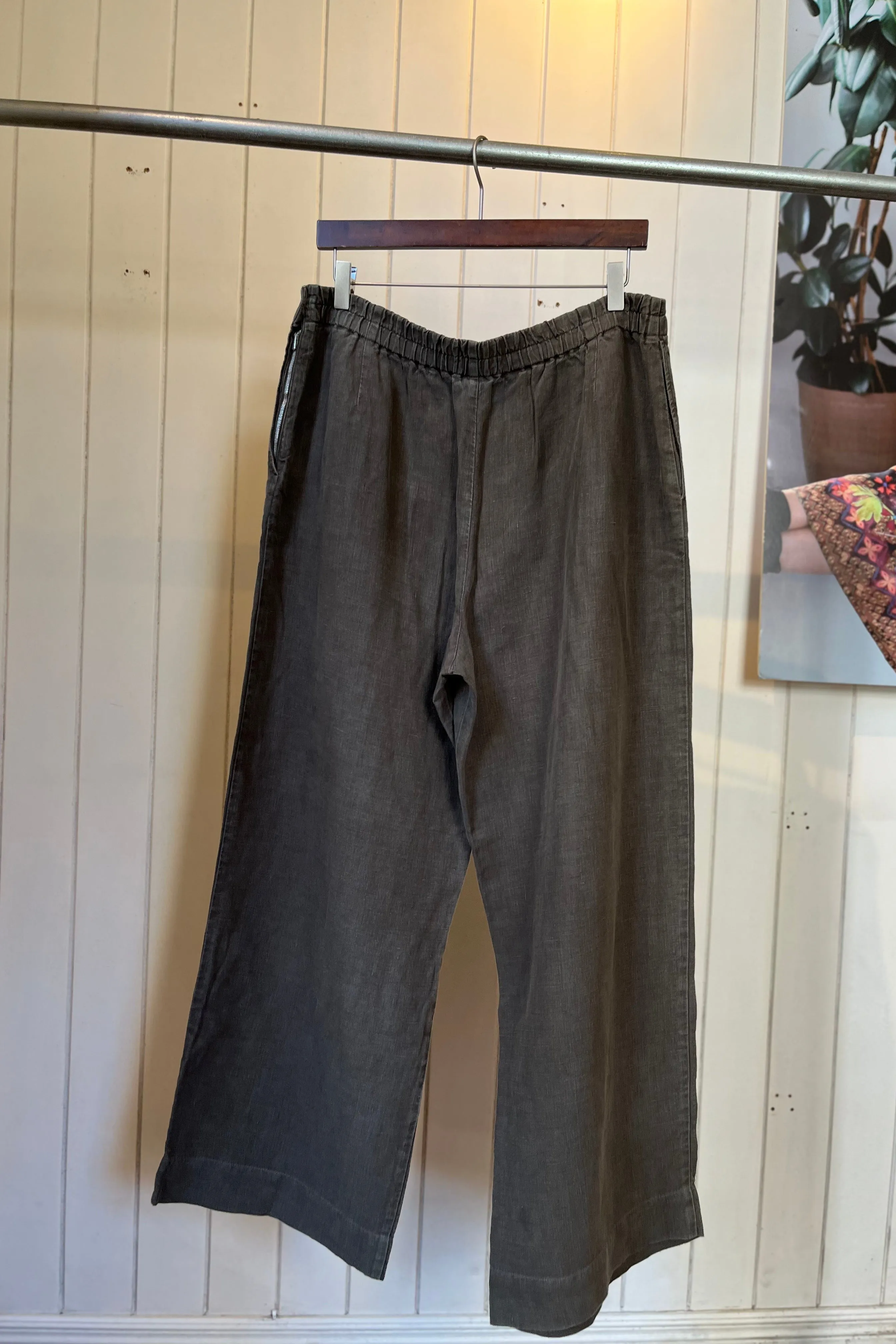 Re-Wear Oska Khaki Linen Wide Leg Trousers