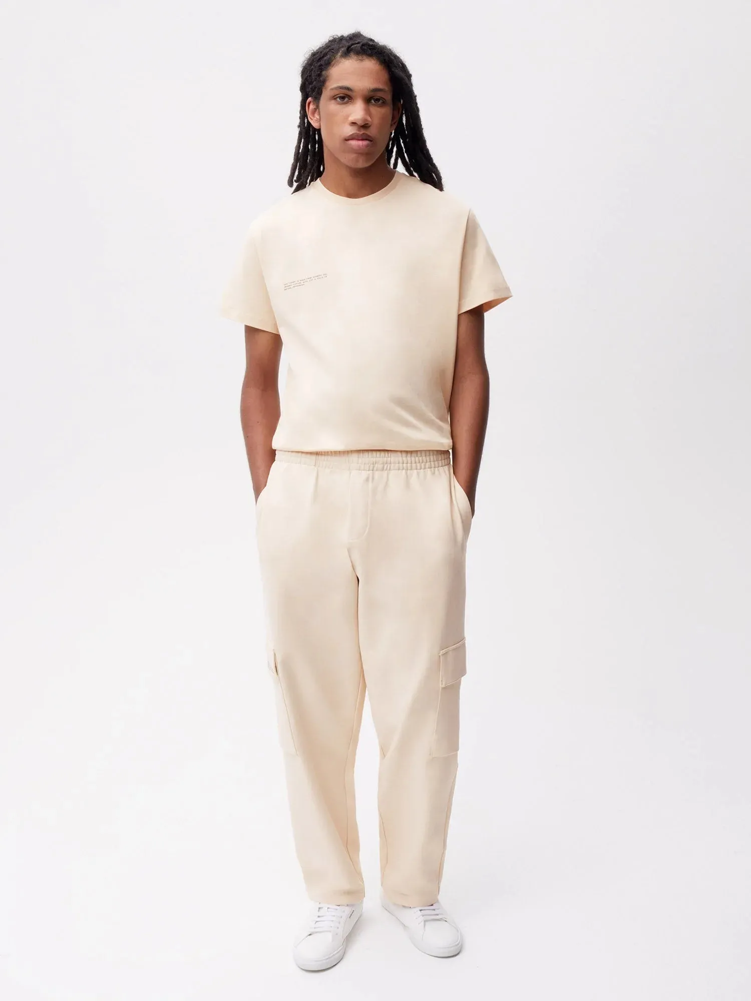 Recycled Cotton Jersey Cargo Pants—sand