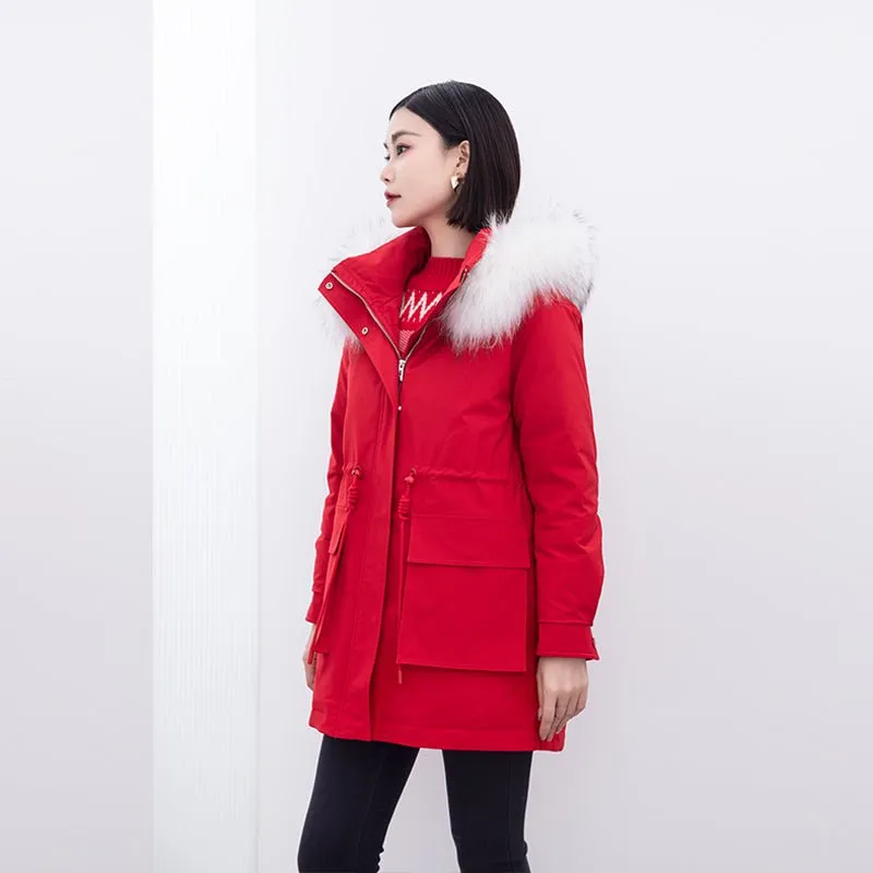 Red Windbreaker Winter Down Jacket