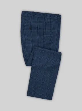 Reda Marine Blue Checks Wool Pants