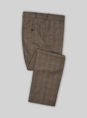 Reda Otter Brown Checks Wool Pants