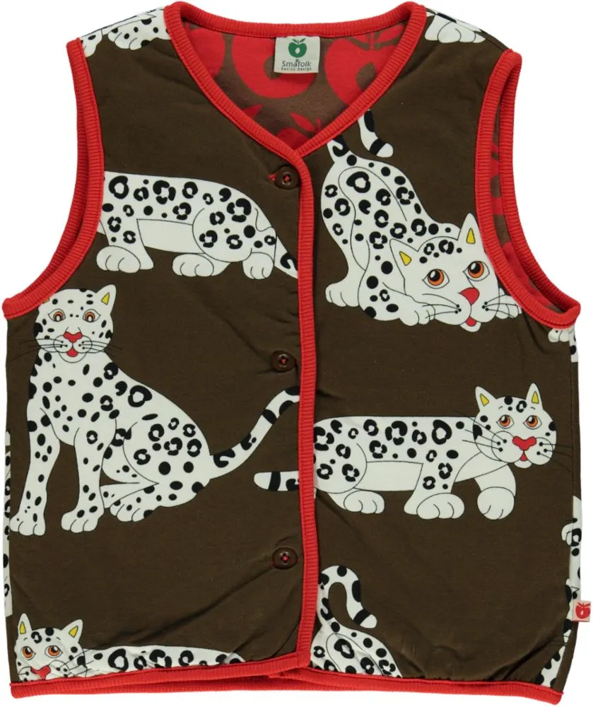 Reversible padded vest Leopard/Retro Apples