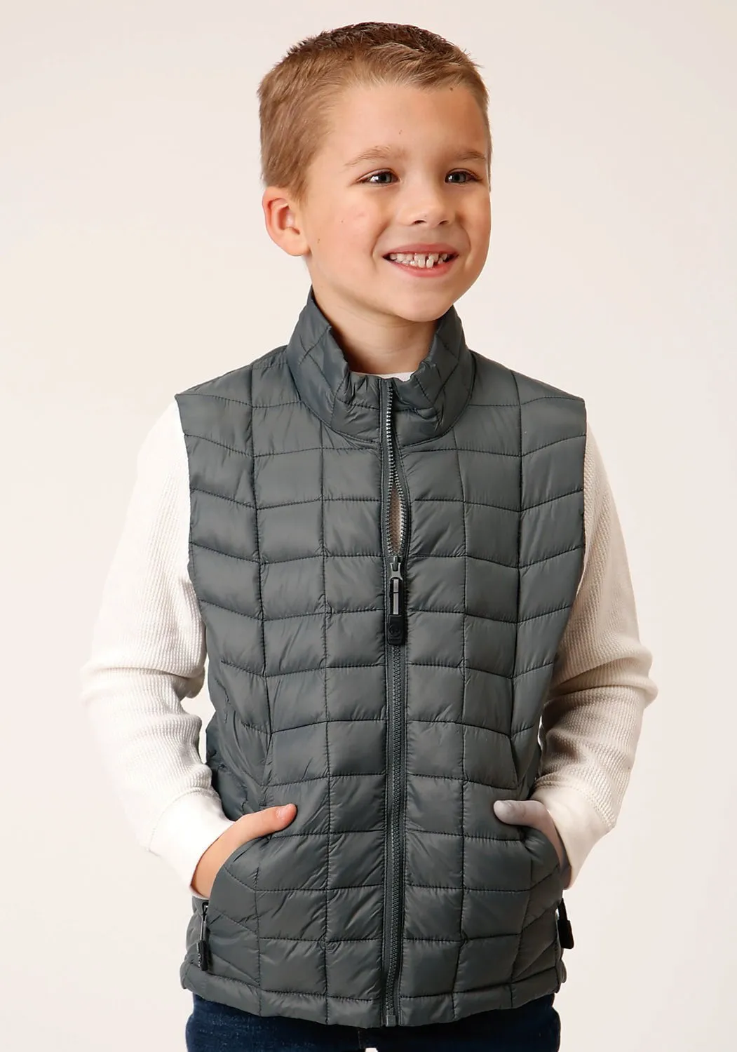 Roper Boys Crushable Polyfill Silver Sage 100% Nylon Softshell Vest