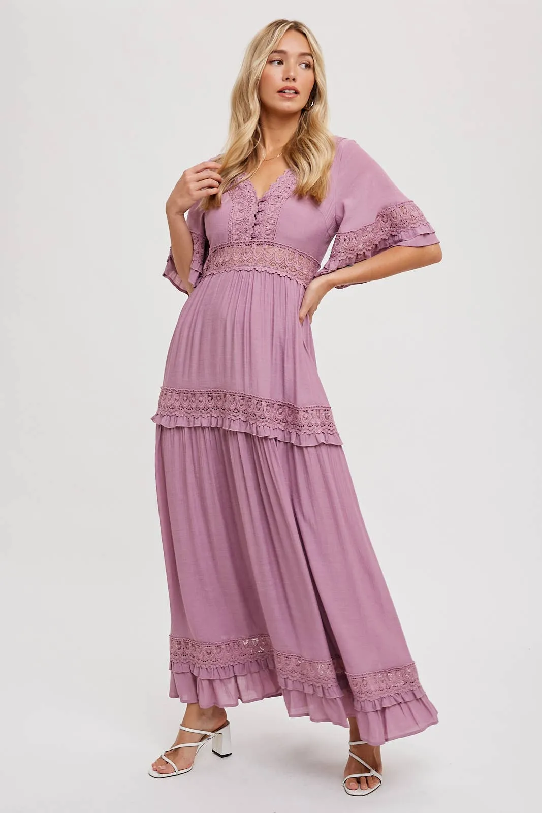 Rose Lace Trim Dress