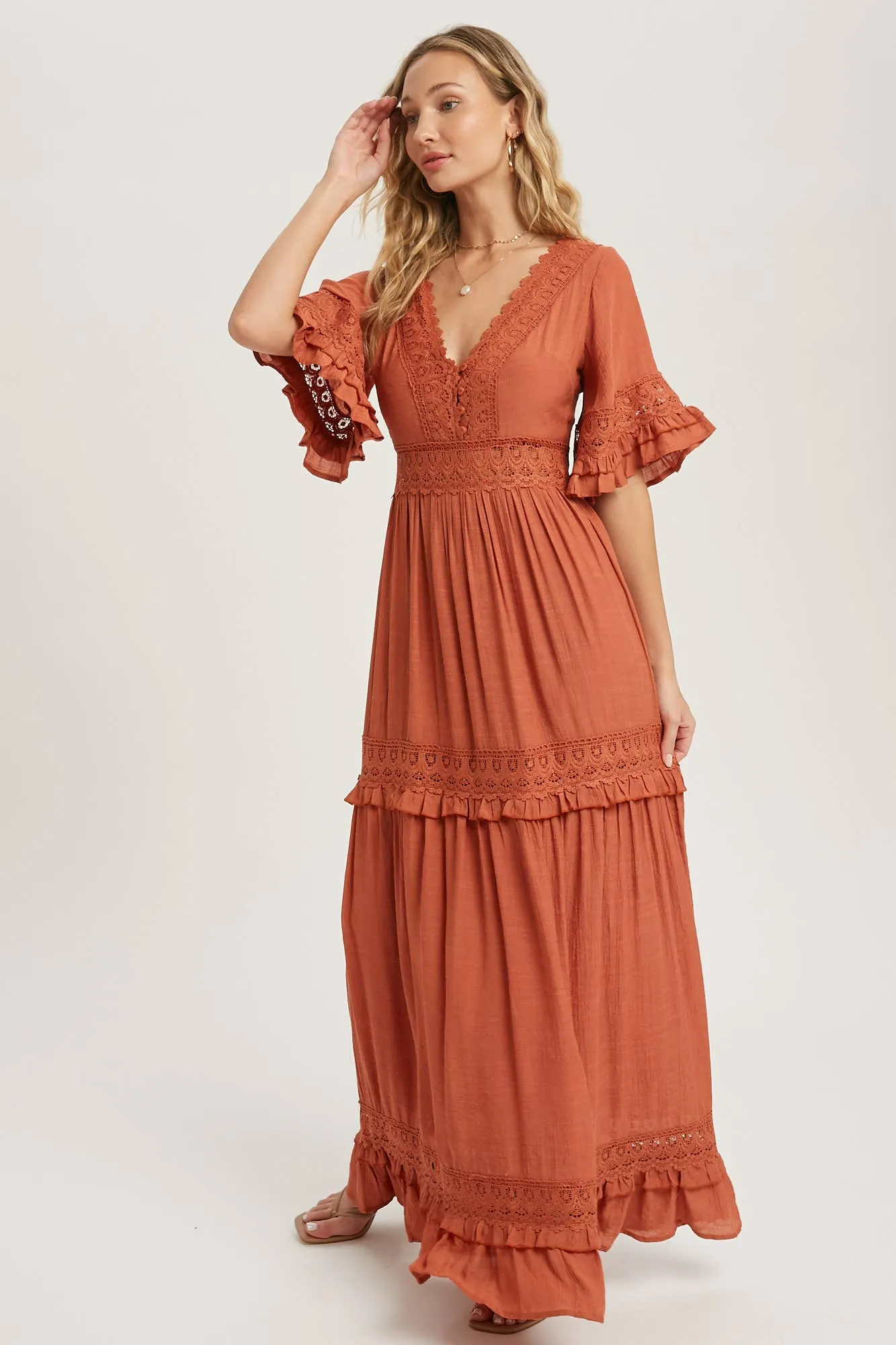 Rose Lace Trim Dress