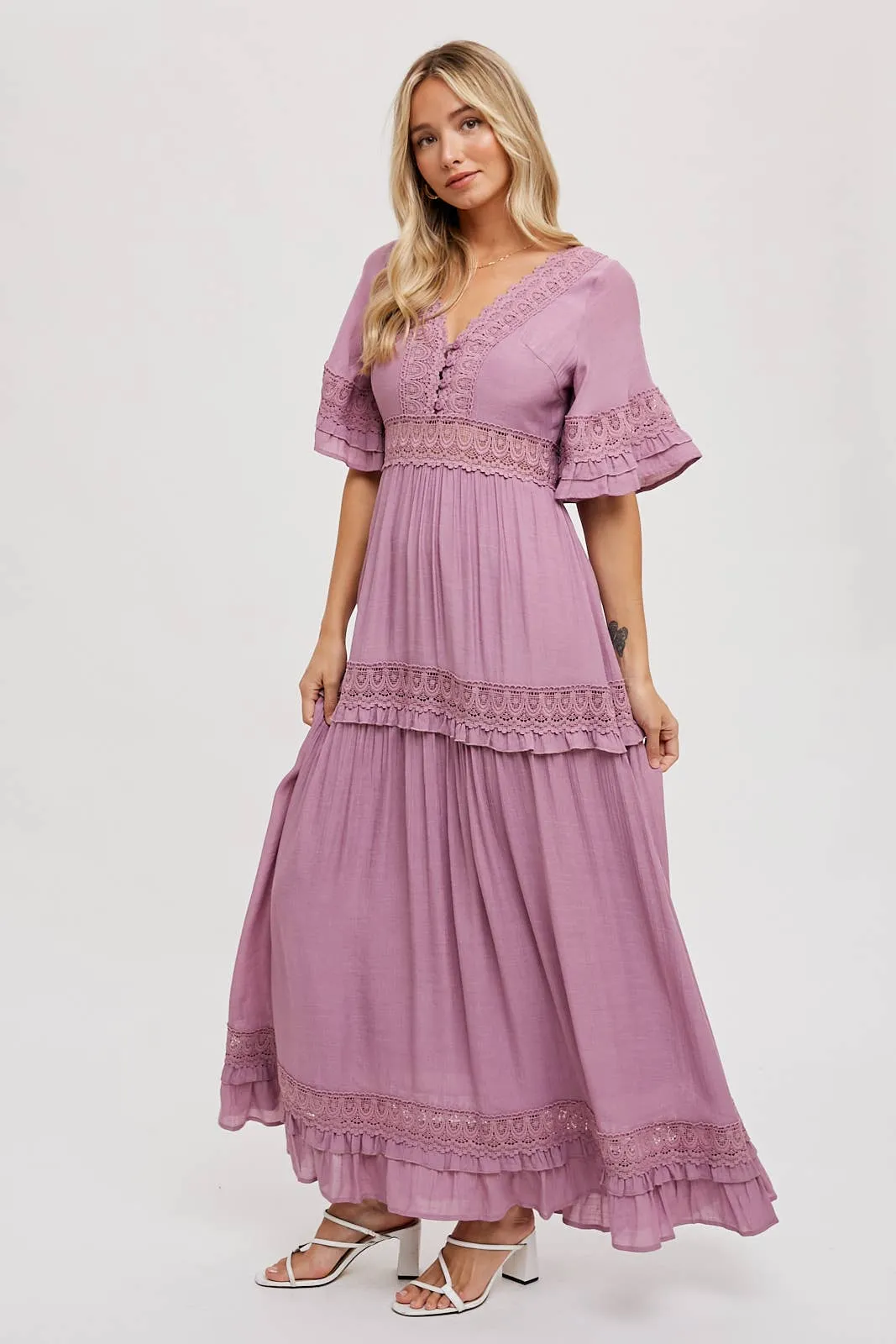 Rose Lace Trim Dress