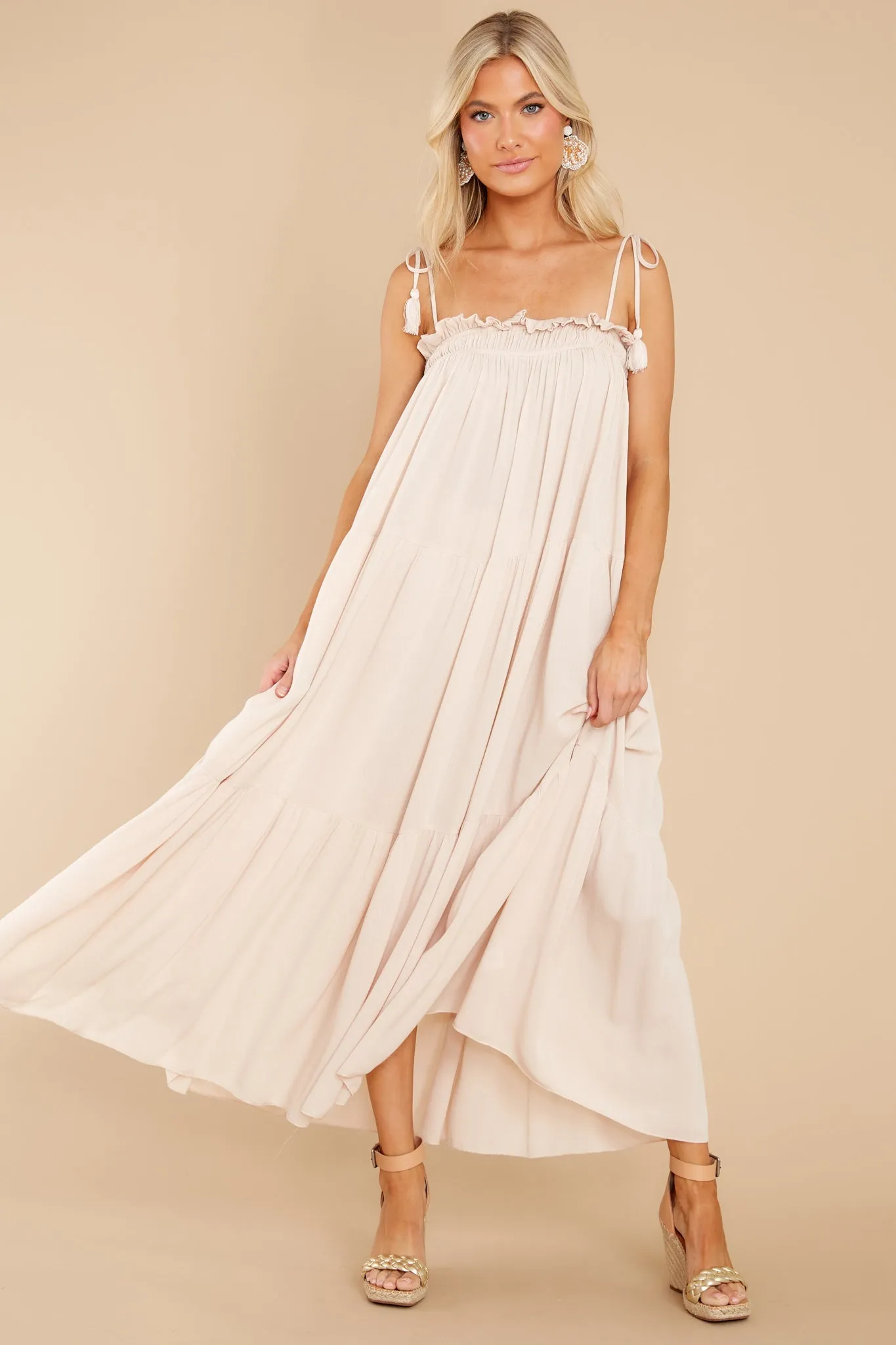 Sandy Strolls Beige Maxi Dress