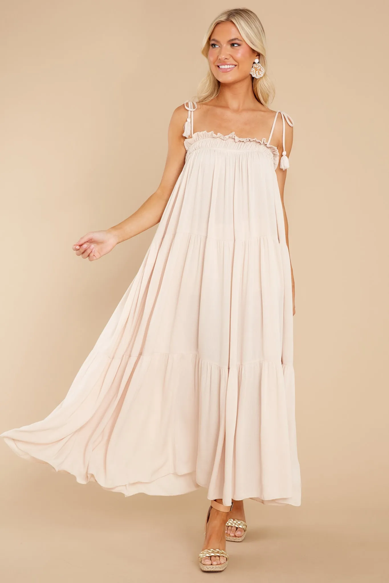 Sandy Strolls Beige Maxi Dress