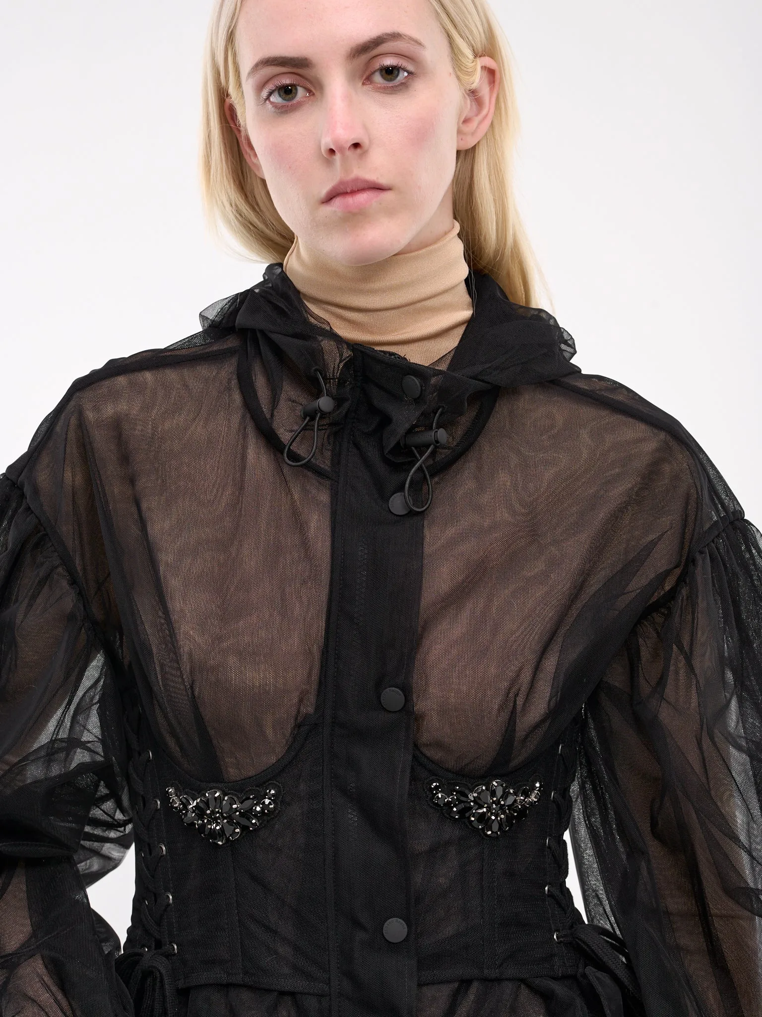 Sheer Corset Parka Jacket (6110B-0069-BLACK-JET)