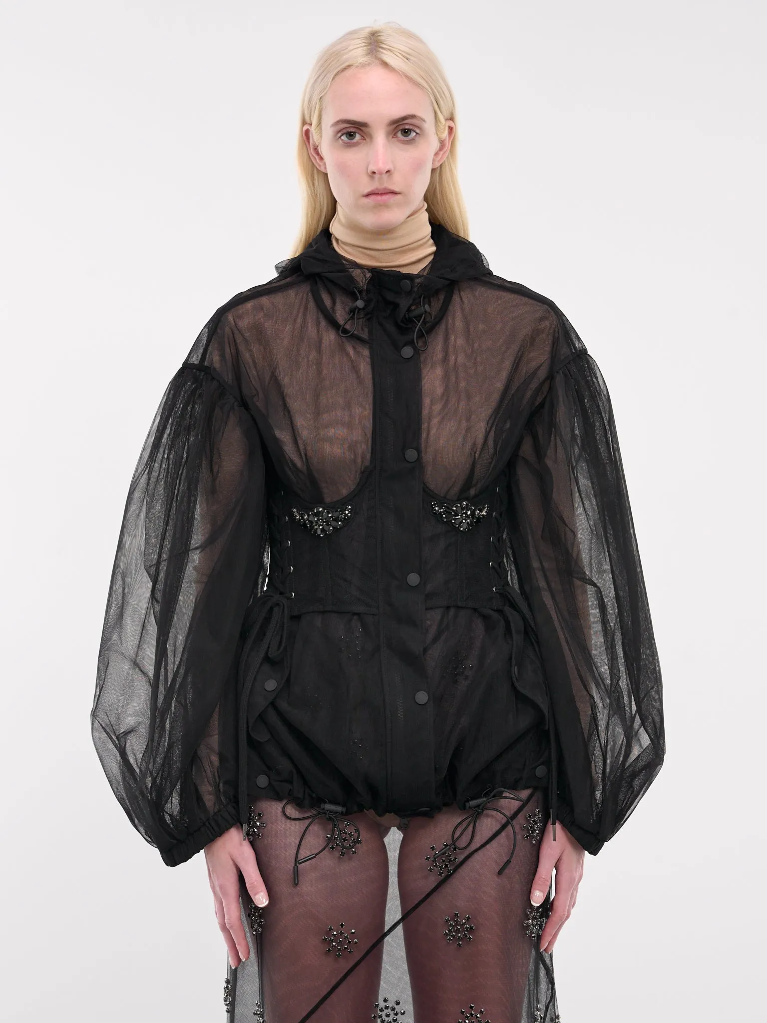 Sheer Corset Parka Jacket (6110B-0069-BLACK-JET)