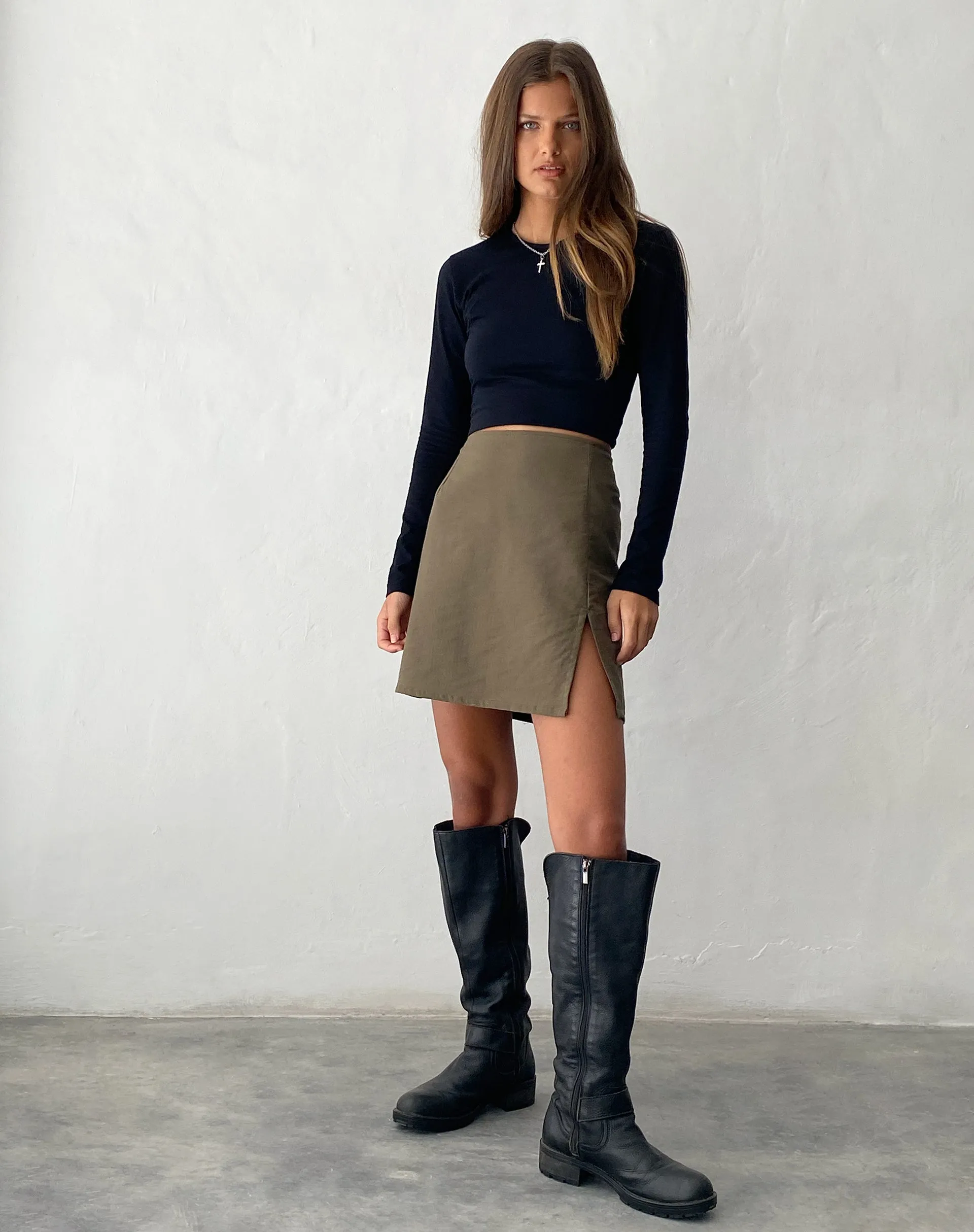 Sheny Mini Skirt in Khaki