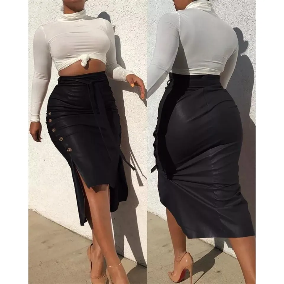 Side Button Pencil Skirt