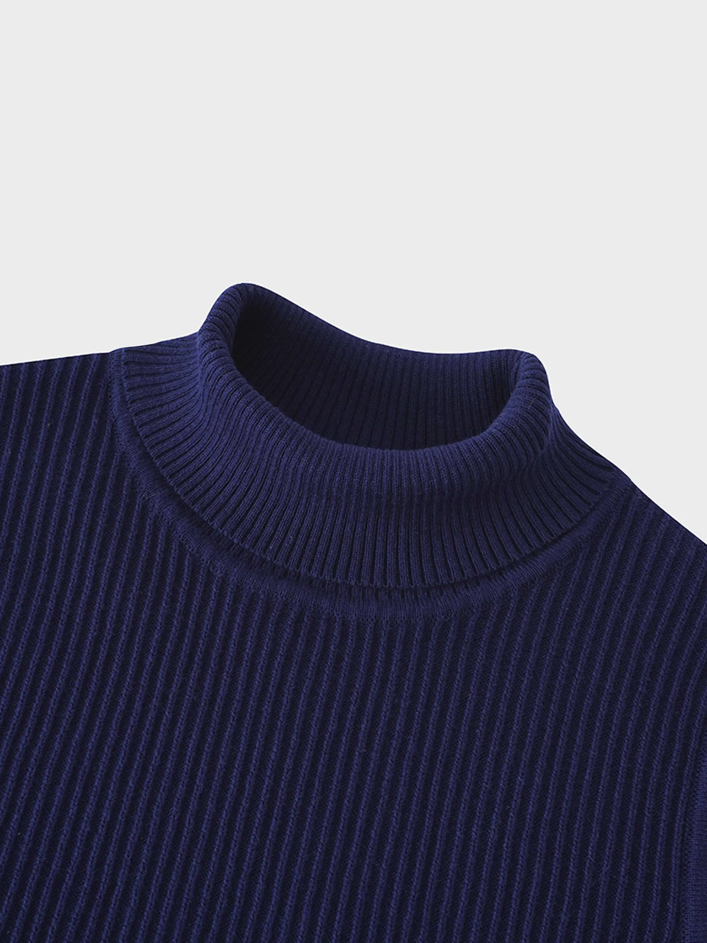 Sleeveless Ribbed Turtleneck-Navy