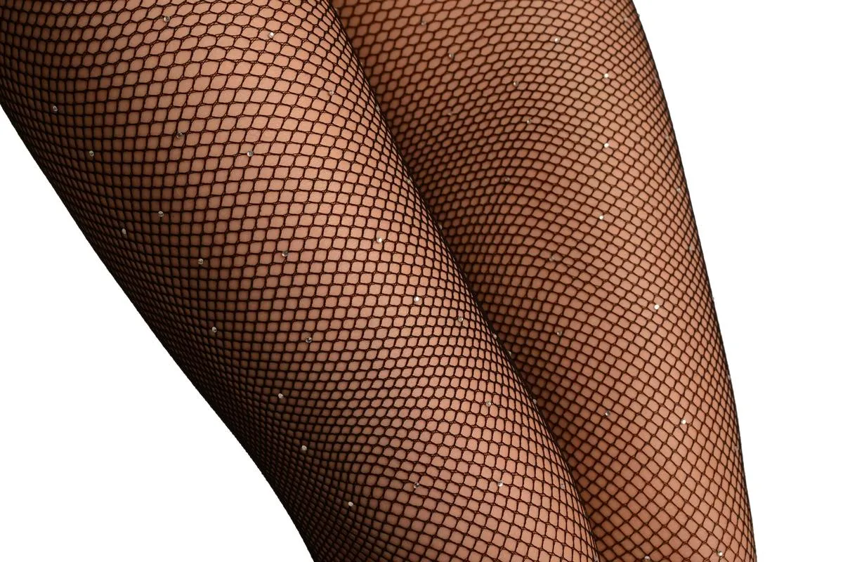 Small Fishnet With Whyte Crystals Tights