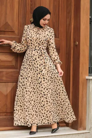 Spotted Long Sleeve Maxi Dress