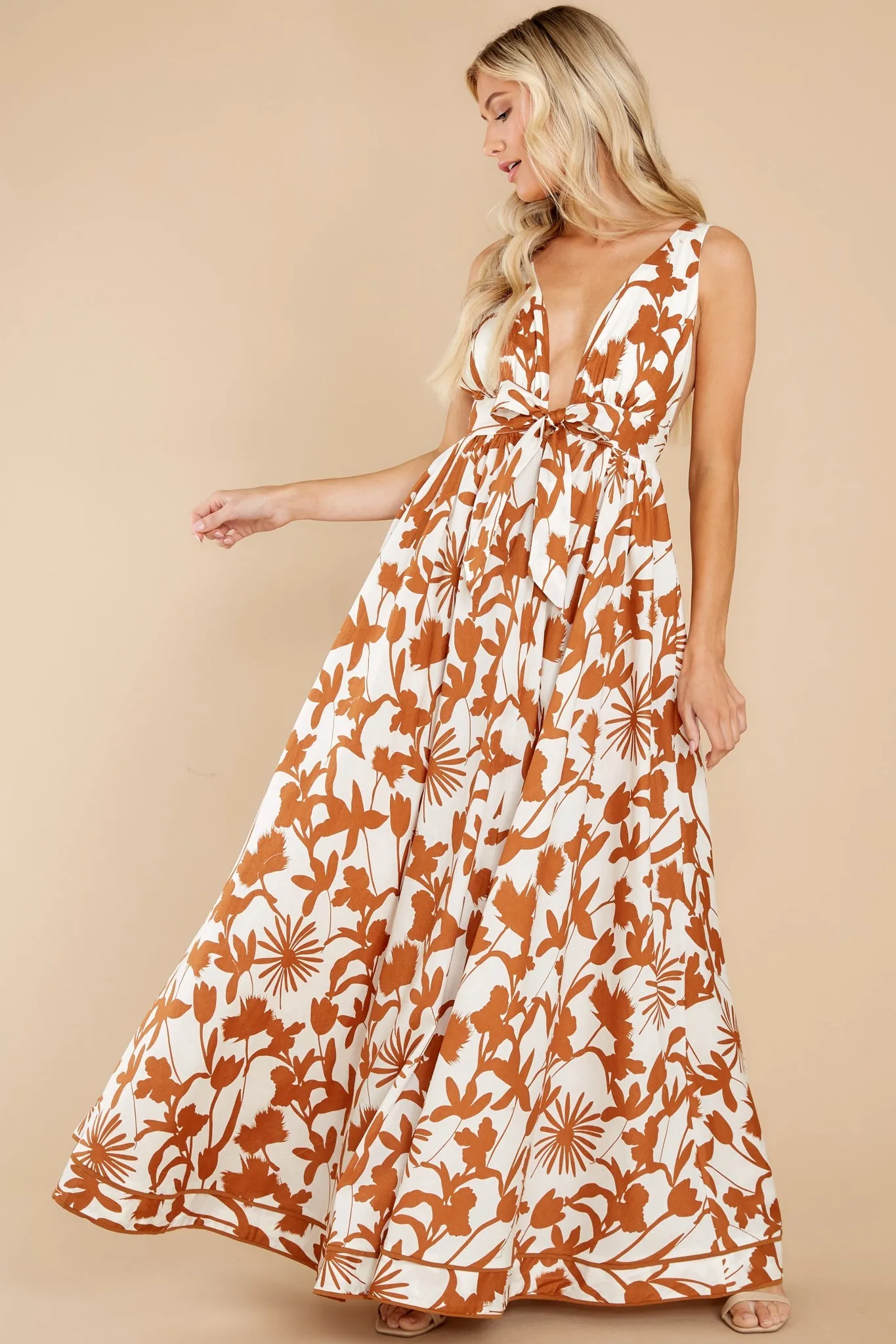 Subtly Sweet Cream Multi Print Maxi Dress