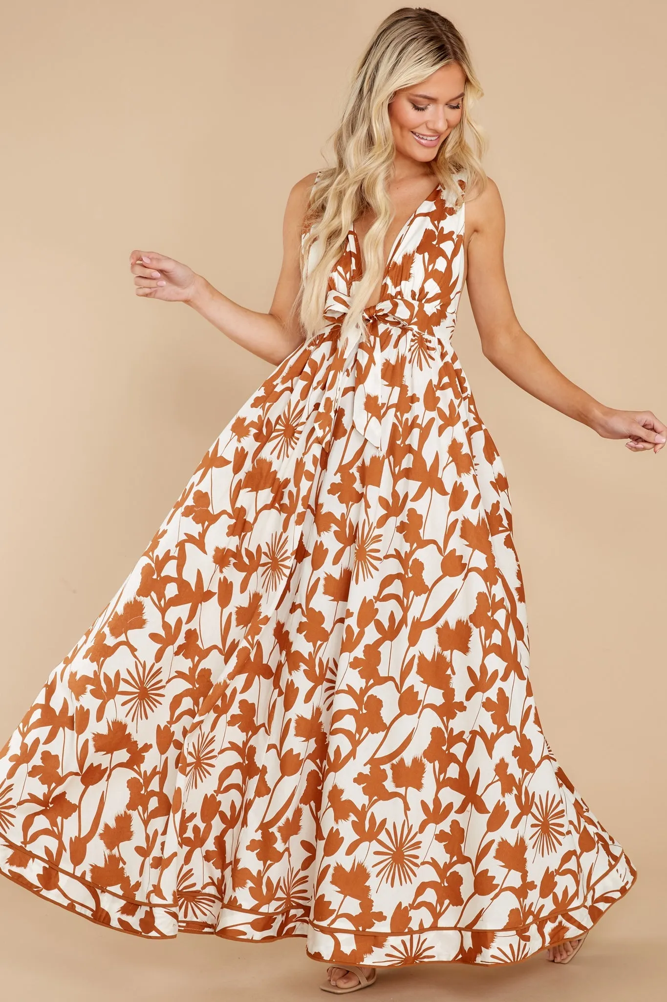 Subtly Sweet Cream Multi Print Maxi Dress