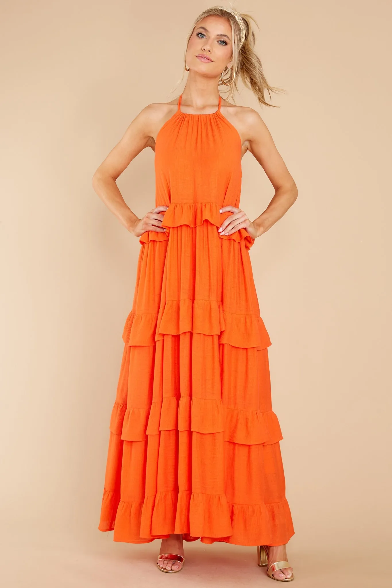 Sun Gazer Orange Maxi Dress