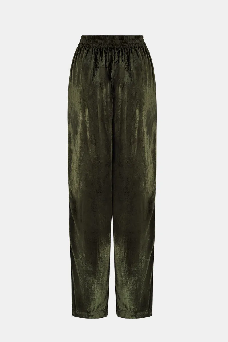 Talia Embroidered Green Trousers