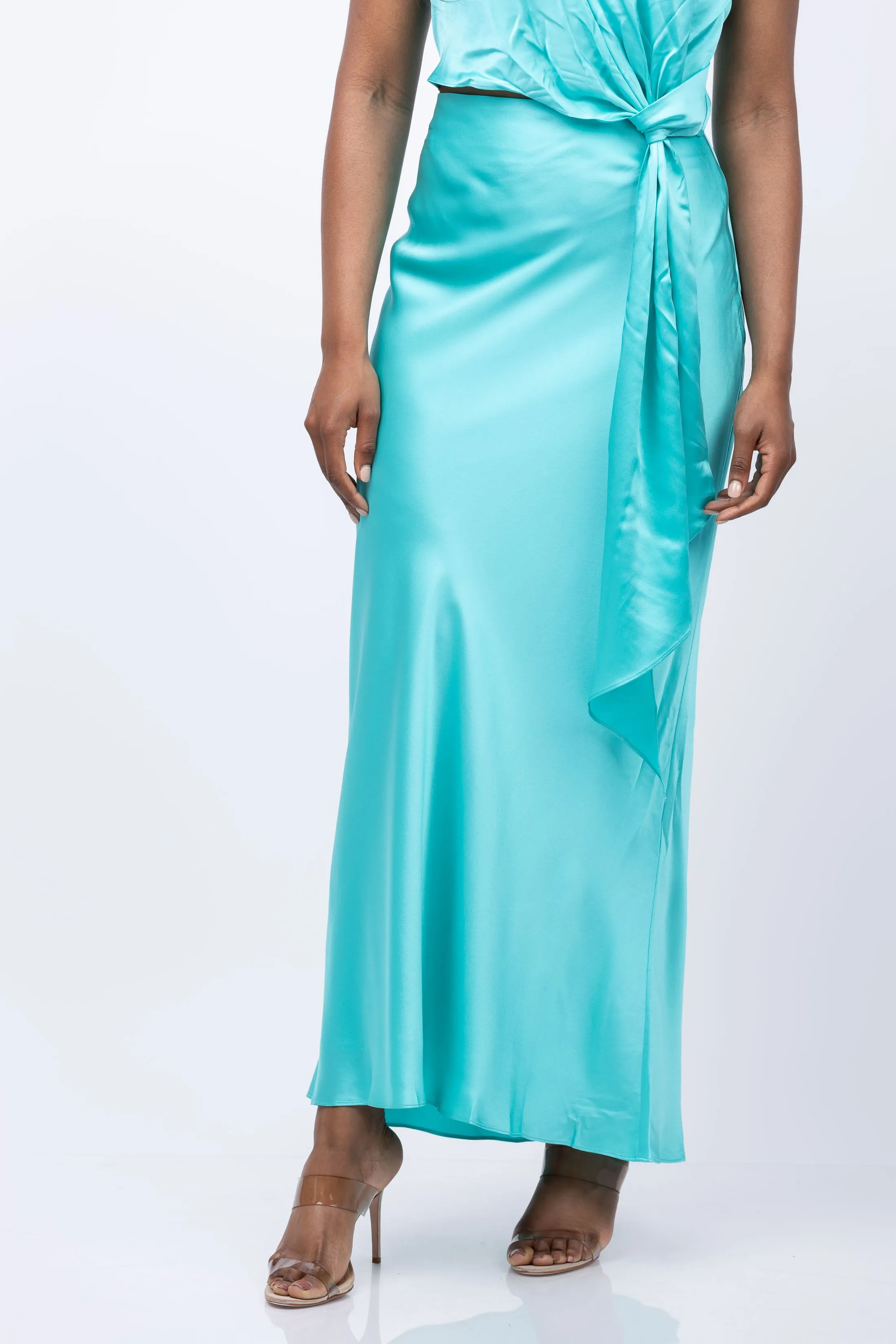 The Sei Bias Maxi Skirt in Turquoise